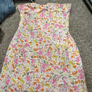 Strapless Floral Dress